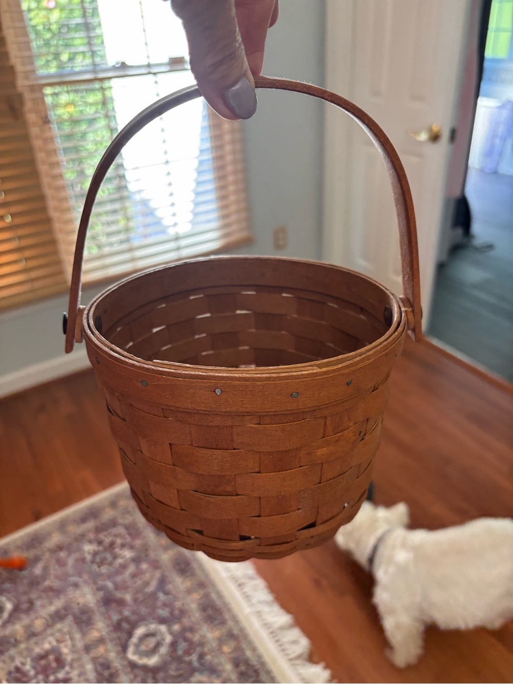 Longaberger Classic Handwoven Accent Basket in Brown with Handle